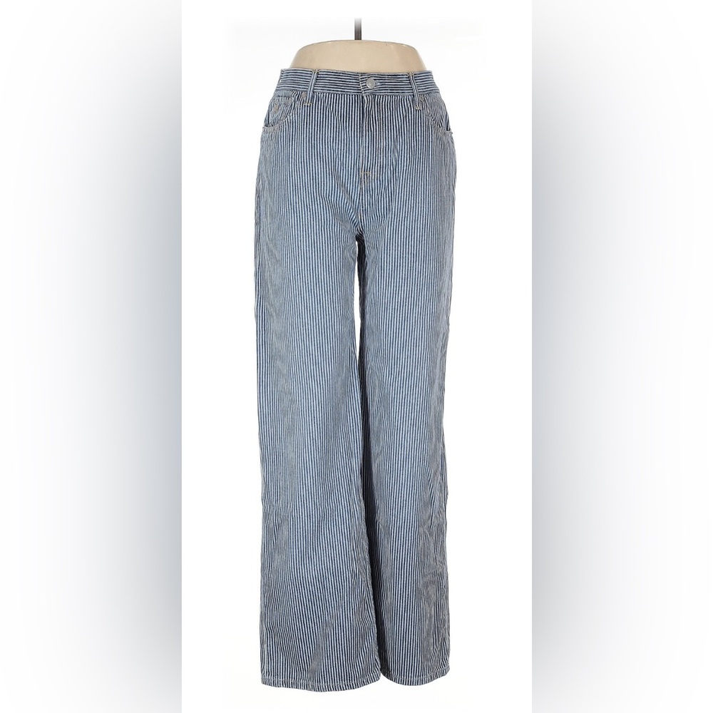 Able Elaine Blue Striped Wide Leg High-Waisted Jeans Size 28 - Picture 4 of 5